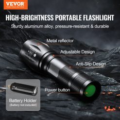 Alternative view of Roamzat Zoomable LED Flashlight – Super Bright 5-Mode Waterproof Tactical Torch