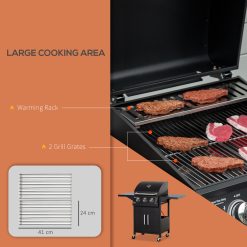 Alternative view of Roamzat 3-Burner Propane Gas Grill with Wheels, Thermometer & Storage Cabinet